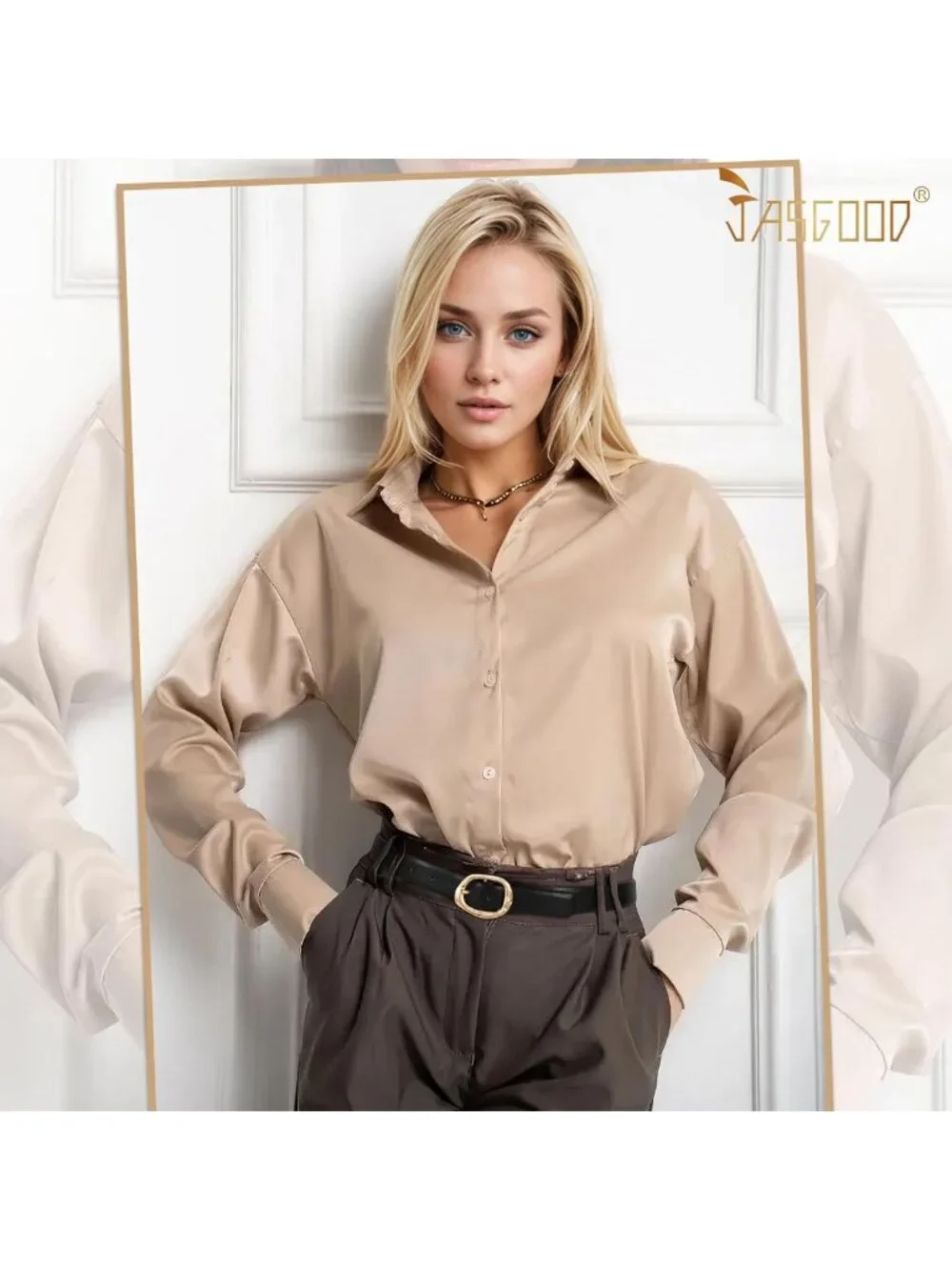 Stylish Women's Leather Belt for Jeans & Pants - Casual Waist Belt with Gold